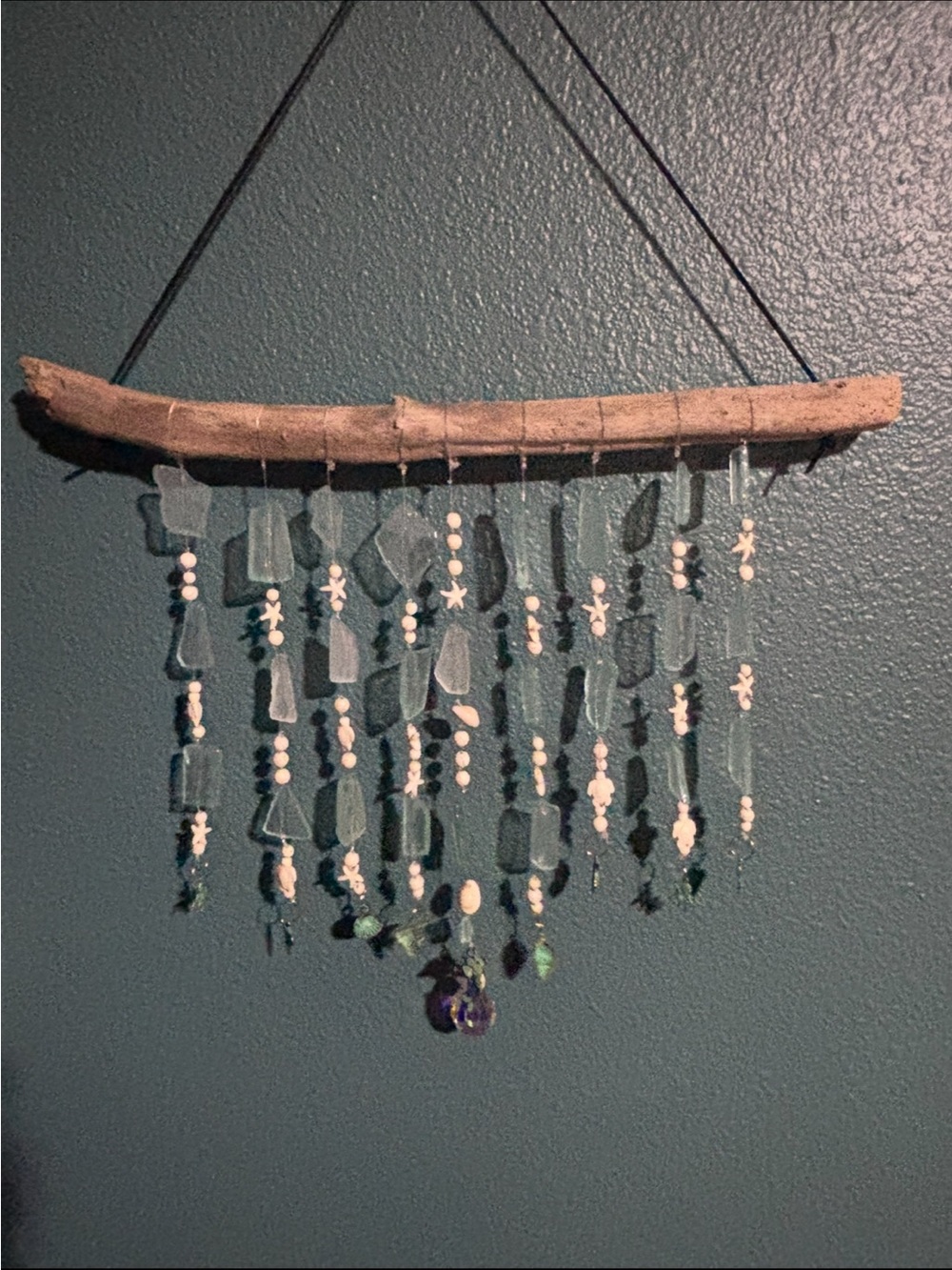 Sea Glass Driftwood WindChime/Wall Hanging Cambria California Coast Handmade